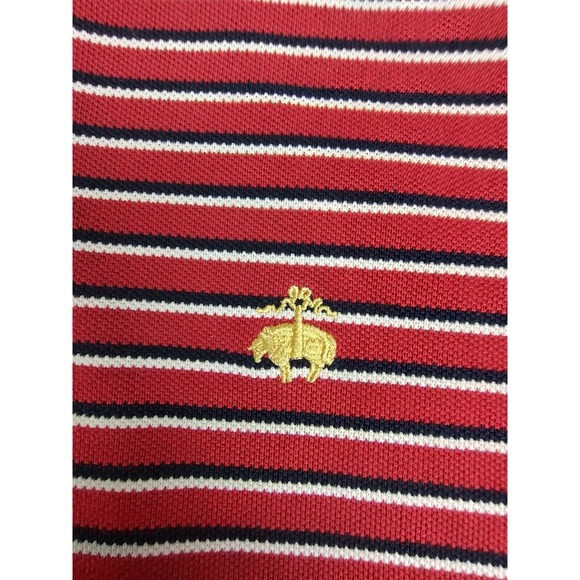 Brooks Brothers Performance Knit Men's XL Red Striped Polo Shirt Cotton - Picture 2 of 6